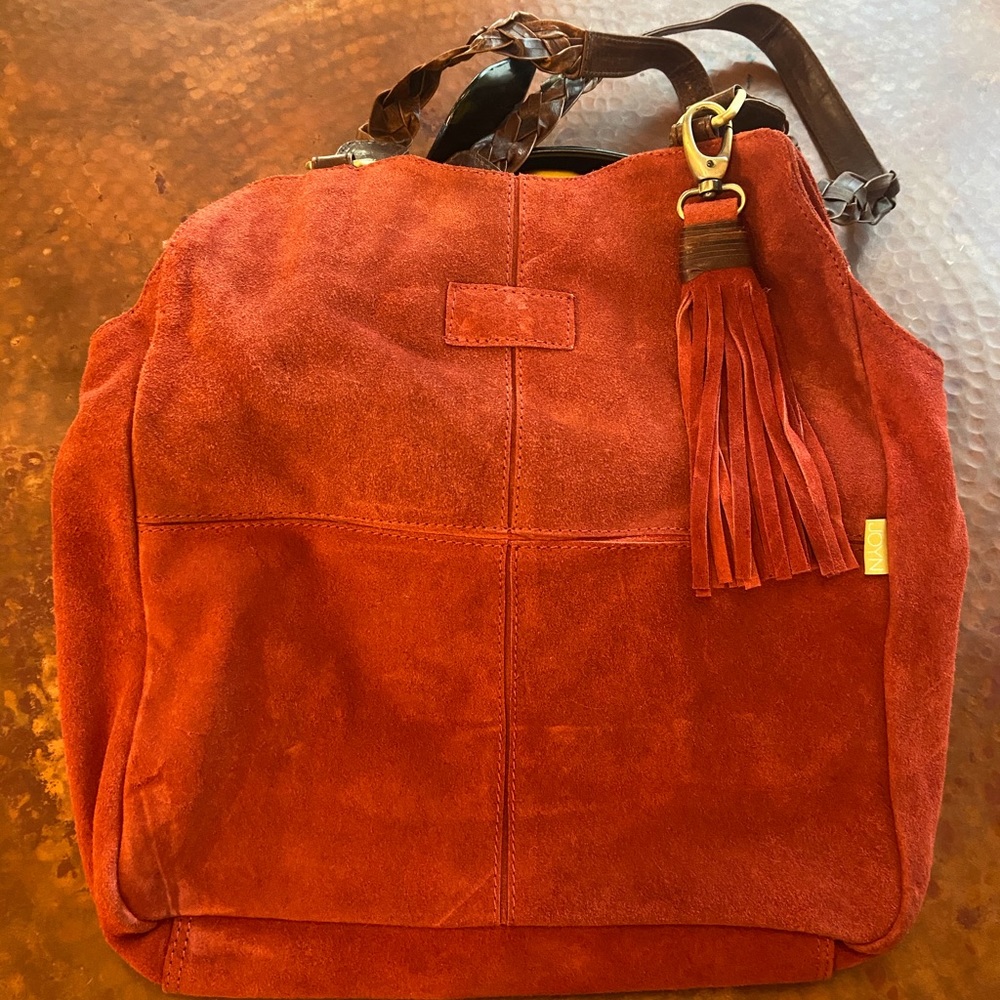 Joyn Red Suede Shoulder Bag